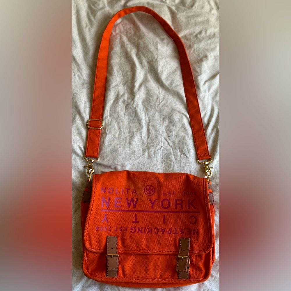 Tory Burch orange NYC Nolita/Meatpacking messenger crossbody - Picture 2 of 12